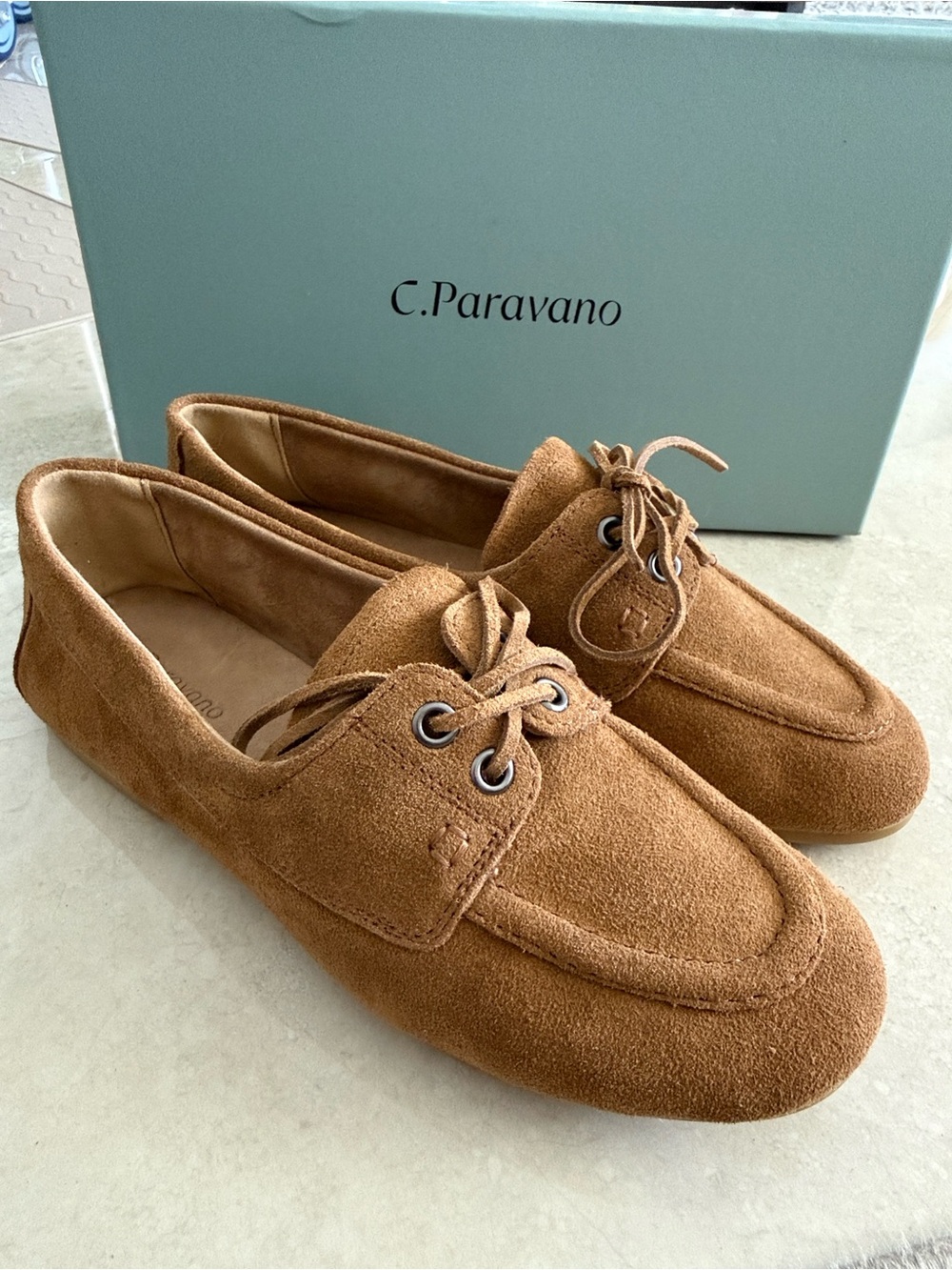 C. Paravano Genuine Leather Brown Suede Slip-on Loafers Moccasins NEW! Sz 6.5
